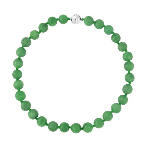 Gefärbte grüne Jade Halskette, (13-15mm), ca. 50 cm, 925 Silber, ca. 684.00 ct image number 0