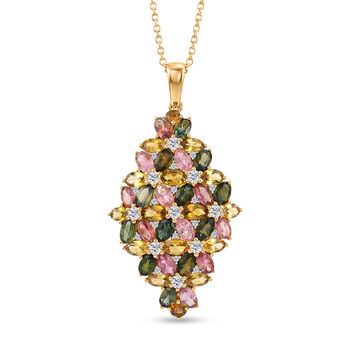 D'Joy AA Mehrfarbig-Turmalin Schmuckset ca. 45 cm 925 Silber 750 Gelbgold vermeil ca. 10,03 ct.