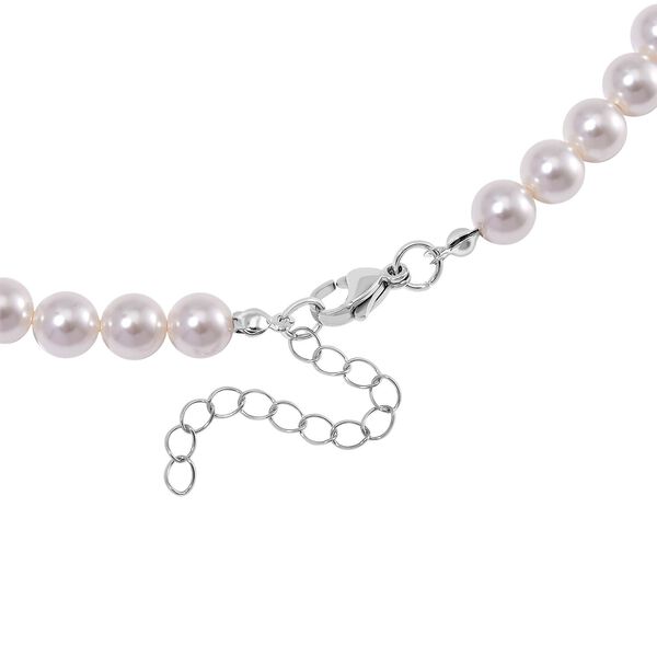 Weiße Muschelkernperlen und weiße Kristall, 45+5 cm image number 5