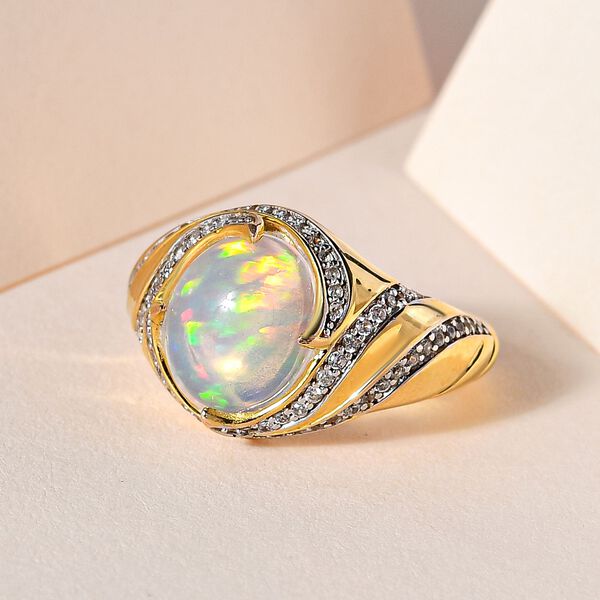 Nat&uuml;rlicher, &auml;thiopischer Welo Opal und Zirkon-Ring - 2,67 ct. image number 1