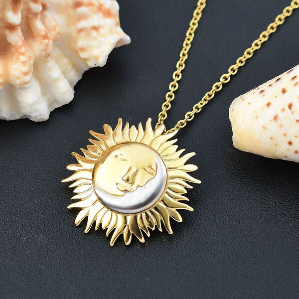 Sonne und Mond Anhänger mit Kette, 925 Silber, vergoldet, ca. 6,26g image number 2