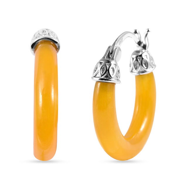 Gelbe Jade-Creolen, 925 Silber rhodiniert, ca. 14,18 ct image number 4