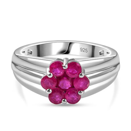 Afrikanischer Rubin (Fissure gef&uuml;llt) Ring 925 Silber rhodiniert (Gr&ouml;&szlig;e 18.00) ca. 1,43 ct