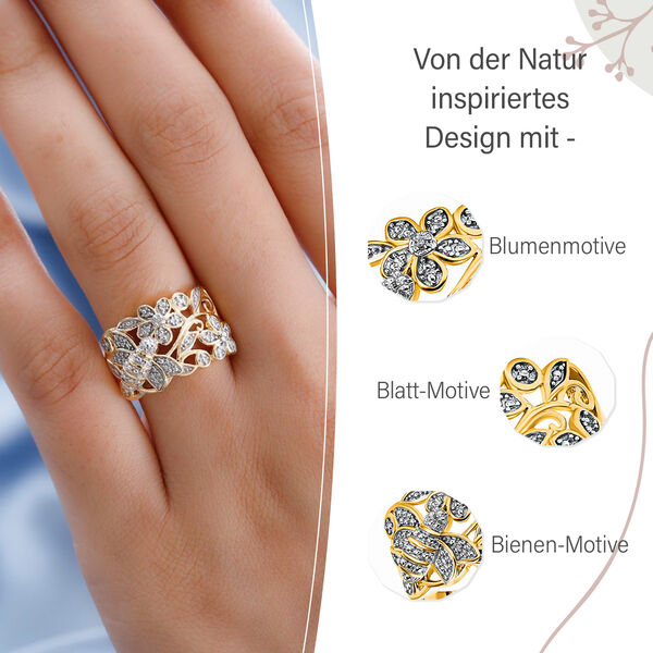 ALLORO von der Natur inspirierter, vergoldeter Silberring image number 9