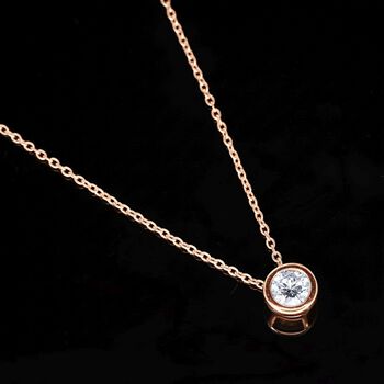 LUXURIANT VS-EF Labor Diamant Anh&auml;nger mit 50cm Kette, 925 Silber Ros&eacute;gold Vermeil- 0,25 ct.