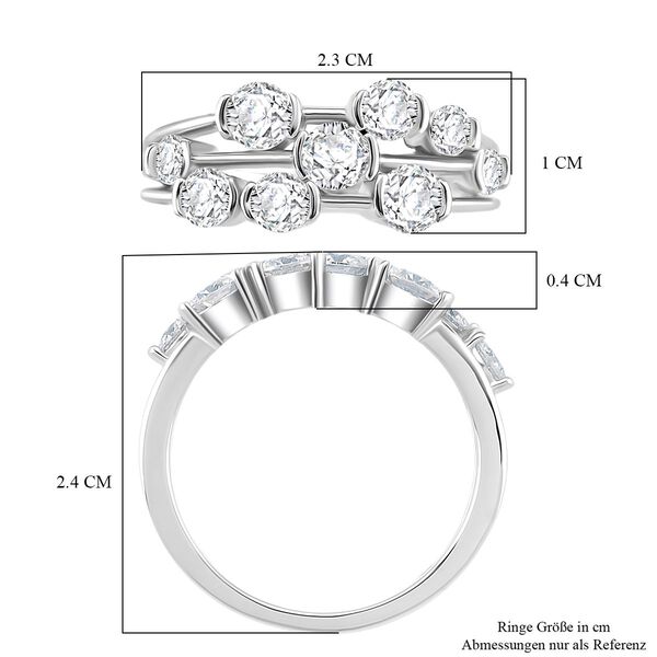 RADIANTA GRA zertifiziert Moissanit (D-VVS) Ring 925 Silber rhodiniert (Größe 16.00) ca. 1.46 ct image number 7
