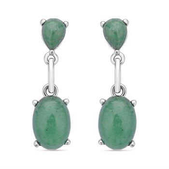 Gr&uuml;ne Aventurin Ohrringe, silberfarben ca. 25.00 ct