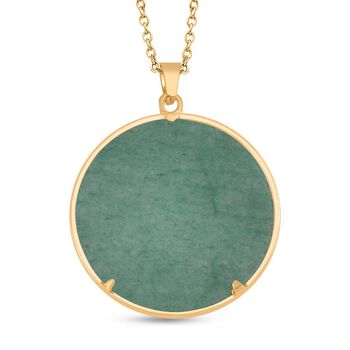 Gr&uuml;ner Aventurin Sodalith Anh&auml;nger mit Kette, Edelstahl, vergoldet, ca. 75.00 ct