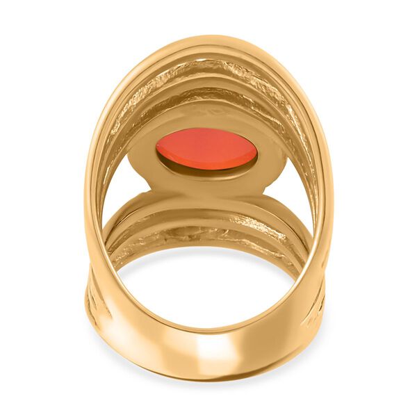 Roter Achat Ring 316L Edelstahl, (Gr&ouml;&szlig;e 16.00) ca.0 vergoldet 5.00 ct image number 6
