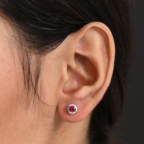 Afrikanische Rubin Ohrringe, 925 Silber rhodiniert - 0,76 ct. image number 3