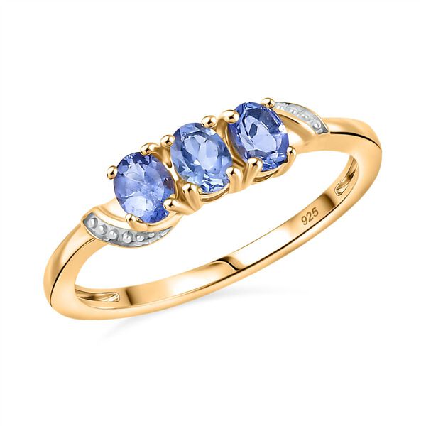 AA Tansanit Ring 925 Silber 750 Gelb Vergoldet (Gr&ouml;&szlig;e 21.00) ca. 0,55 ct image number 4