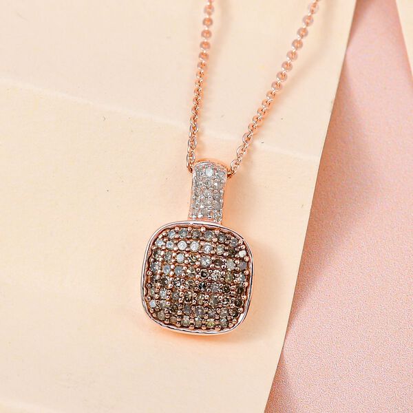 Nat&uuml;rlicher Champagner Diamant Anh&auml;nger mit Kette, 925 Silber Ros&eacute;gold Vermeil ca. 0.50 ct image number 2