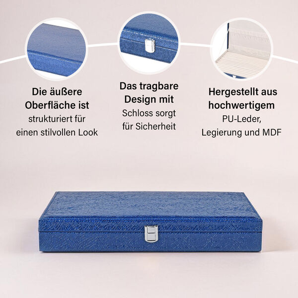 XL Premium Schmuckbox, 40x28x6 cm, blau image number 3