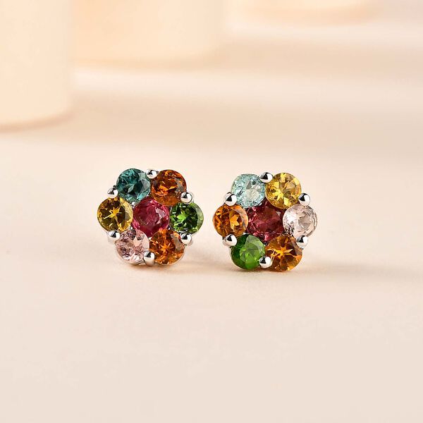 Mehrfarbige-Turmalin Ohrringe, 925 Silber platiniert, ca. 1.91 ct image number 2