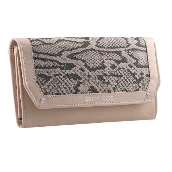 CLOSE OUT - UNION CODE: Echtleder Brieftasche mit Schlangen-Pr&auml;gung, Schwarz image number 5