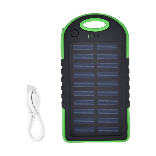 Solarbetriebene Powerbank mit USB Anschluss, Gr&uuml;n