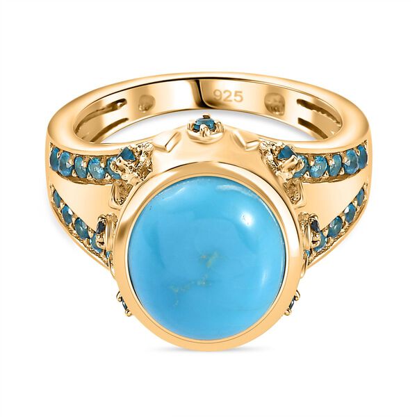 AA Sleeping Beauty T&uuml;rkis und Neon Apatit Ring - 4,68 ct.