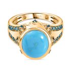 AA Amerikanischer natürlicher, Sleeping Beauty Türkis, Neon Apatit Ring, 925 Silber Gelbgold Vermeil (Größe 18.00) ca. 4.68 ct