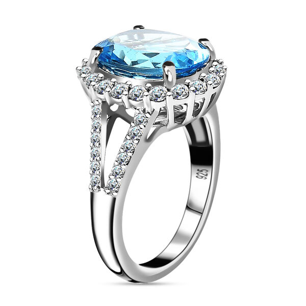 Schweizer Blautopas und Zirkon Ring 925 Silber platiniert  ca. 6,64 ct image number 5