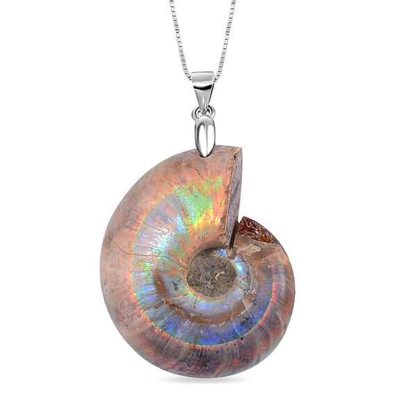 Ammonit Schmuckset 925 Silber, 925 Silber rhodiniert ca. 56,50 ct.