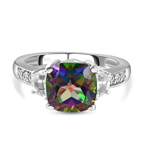 Nordlicht Mystik Topas und weißer Topas-Ring, 925 Silber platiniert (Größe 17.00) ca. 4.37 ct image number 0
