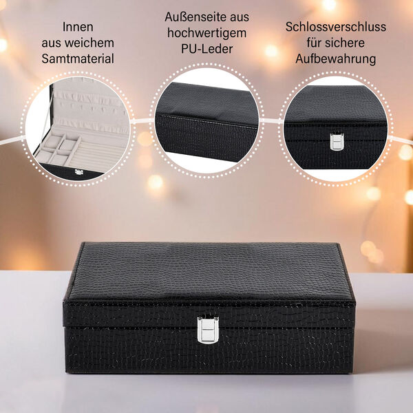 Premium Schmuckbox mit Silberpoliertuch, 32x20x8,7 cm, Schwarz image number 3