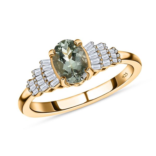 AA gr&uuml;ner Tansanit und Diamant-Ring - 1,08 ct. image number 3