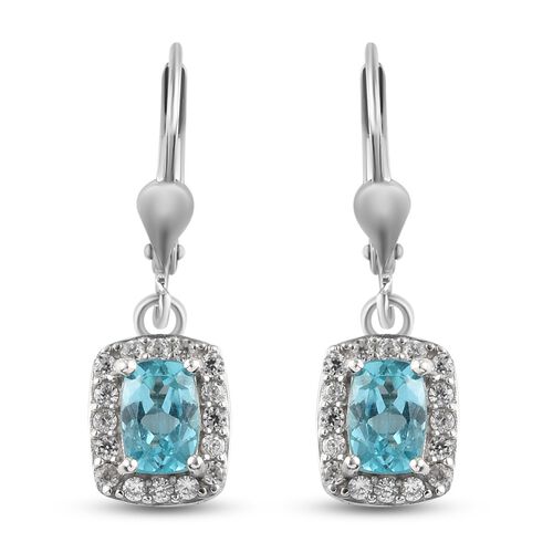 Blaue Apatit und Zirkon Ohrhänger 925 Silber platiniert ca. 1,89 ct  image number 0