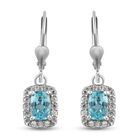 Blaue Apatit und Zirkon Ohrringe 925 Silber platiniert ca. 1,89 ct