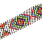 Handgefertigter, dehnbarer Perlengürtel mit Holzschnalle im Santa-Fe Stil, Rautenmuster, creme image number 5