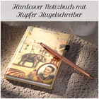 Hardcover Notizbuch mit Kupfer Kugelschreiber, Elefant-Muster, beige image number 8