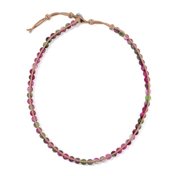 Flexible Fuchsia-grüne Regenblumen-Yuhua-Quarzit Halskette - 80 ct. image number 3