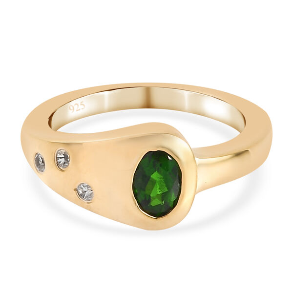 Natürlicher Chromdiopsid und Zirkon Ring 925 Silber vergoldet  ca. 0,59 ct image number 0