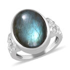 Labradorit und Zirkon-Ring, 925 Silber platiniert  ca. 10,74 ct image number 3