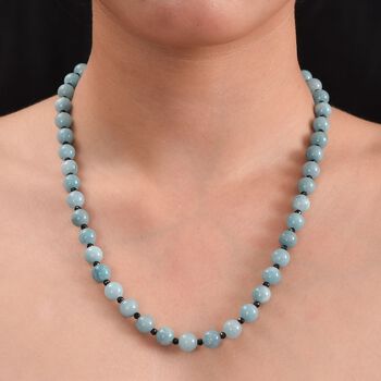 Aquamarin und schwarze Spinell-Halskette, 50 cm - 170 ct.
