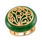 Grüne Jade Ring 925 Silber Gelbgold Vermeil (Größe 16.00) ca. 26.80 ct