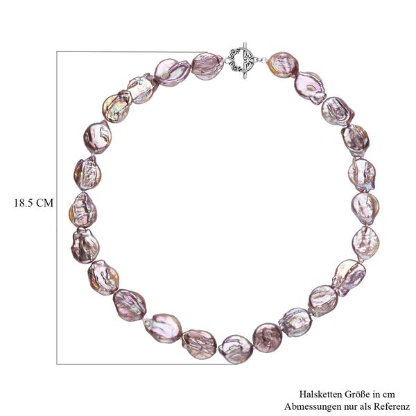 Mehrfarbige Keshi Perlen-Halskette in Silber, 50 cm, 222,50 ct. image number 7