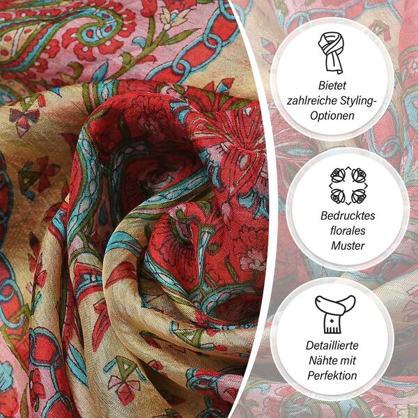 Luxuriöser Seidenschal mit Paisleymuster, 100% feinste Seide, Rot image number 3