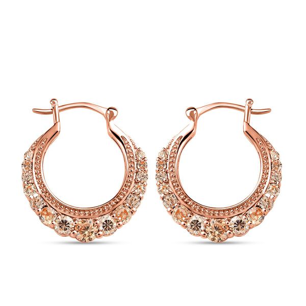 Champagner Zirkonia Ohrringe, Messing ros&eacute;vergoldet ca. 4,24 ct image number 4