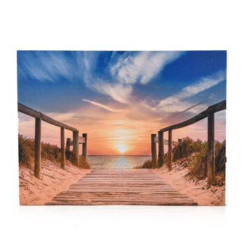 LIVMORE Sonnenuntergang Strand Motiv LED Wandbild mit integrierter Lampe 30 x 40 cm