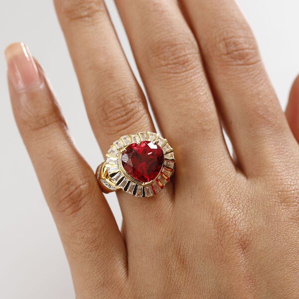 GP Amore Kollektion - Synthetischer Padparadscha Saphir, Zirkon und blauer Saphir Ring - 10,24 ct. image number 3