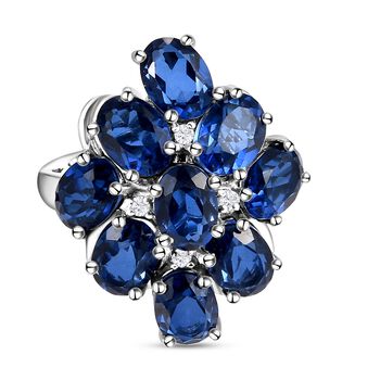 Ceylon Farbe Quarz und wei&szlig;er Zirkon-Ring, 925 Silber platiniert (Gr&ouml;&szlig;e 17.00) ca. 8.14 ct