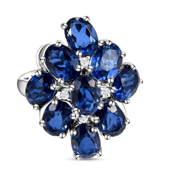 Ceylonfarbener Quarz und Zirkon-Ring, 925 Silber platiniert- 8,14 ct.&nbsp;