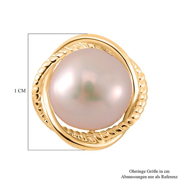 Wei&szlig;e S&uuml;&szlig;wasser Perle Ohrringe 925 Silber vergoldet image number 6