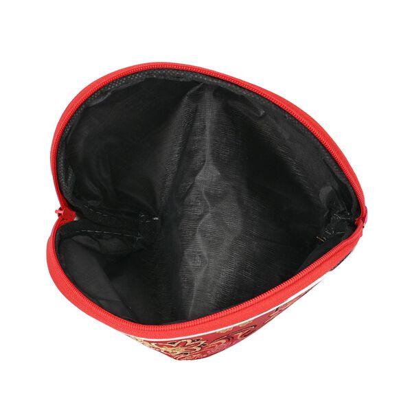 10er-Set Jacquard gewebter Schmuckbeutel mit Rei&szlig;verschluss, 5 verschiedene Gr&ouml;&szlig;en, Rot-Gold image number 5