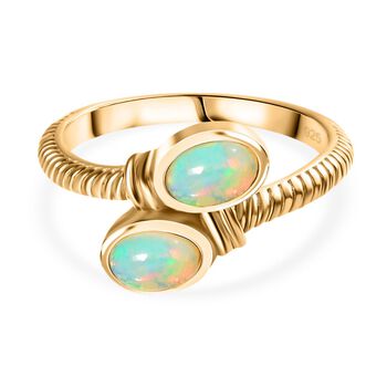 AA Nat&uuml;rlicher, &auml;thiopischer Welo Opal Ring 925 Silber Gelbgold Vermeil (Gr&ouml;&szlig;e 17.00) ca. 0,65 ct
