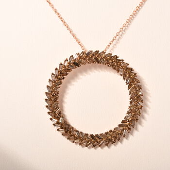 Nat&uuml;rlicher Champagner Diamant Anh&auml;nger mit Kette, 925 Silber Ros&eacute;gold Vermeil ca. 1.00 ct