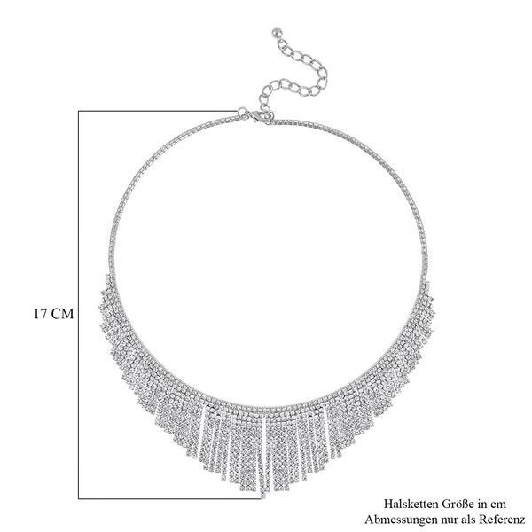 Kristall-Wasserfall-Design Halskette, ca. 40.5 cm, silberfarben image number 4