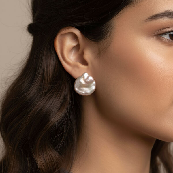 Mehrfarbige S&uuml;&szlig;wasser Perle Ohrringe Reiner Edelstahl Gelb image number 2