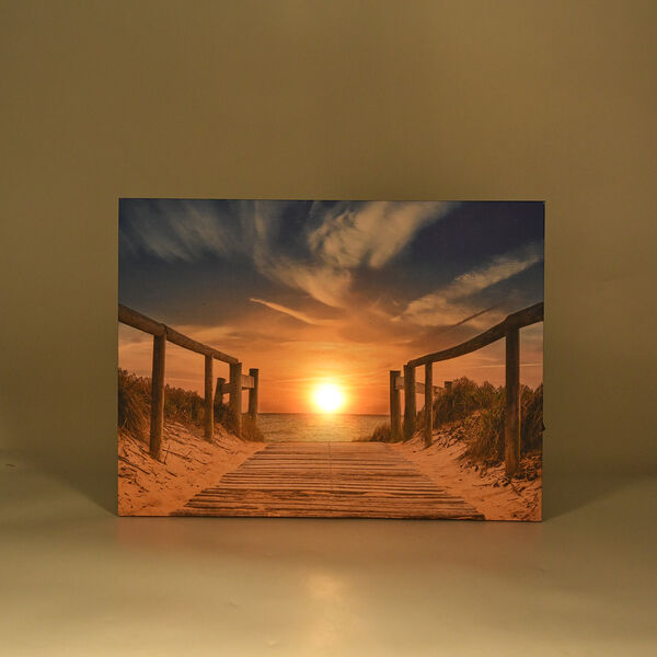 LIVMORE Sonnenuntergang Strand Motiv LED Wandbild mit integrierter Lampe 30 x 40 cm image number 5